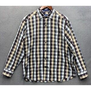 Tommy Bahama Shirt Mens Large Multicolor Check Long Sleeve Button Up 100% Silk